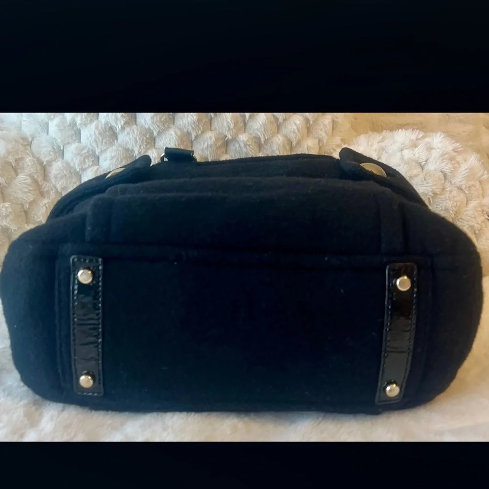 Kate Spade Fox Chapel Shari black wool Italian bag w/gold hardware & leather